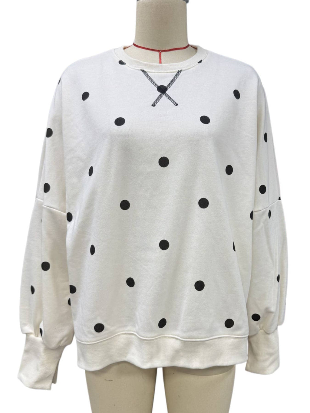 Polka Dot Oversized Crewneck Sweatshirt