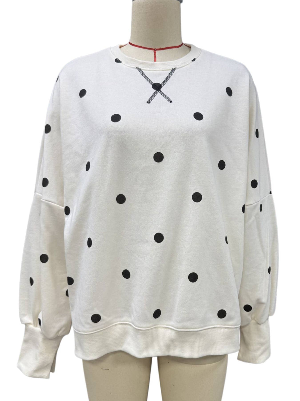 Polka Dot Oversized Crewneck Sweatshirt