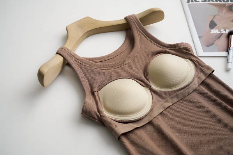 Essential Basic Rib Soft tank top with Built-In Bra