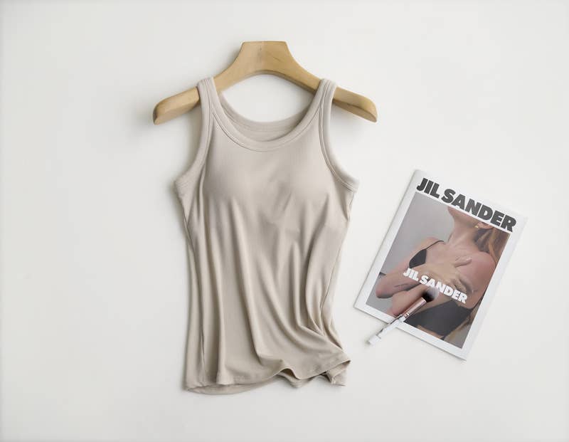 Essential Basic Rib Soft tank top with Built-In Bra