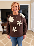 Floral Knit Sweater Coffee