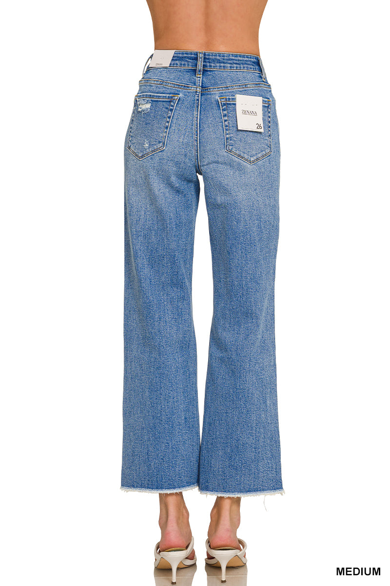 Straight Leg Medium Wash Denim Pants