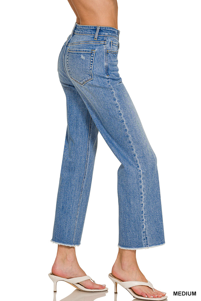 Straight Leg Medium Wash Denim Pants
