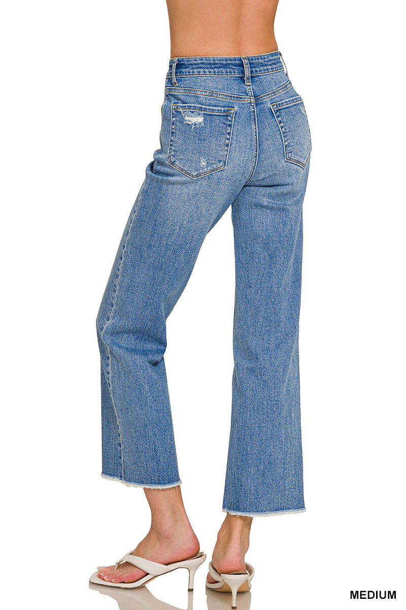 Straight Leg Medium Wash Denim Pants