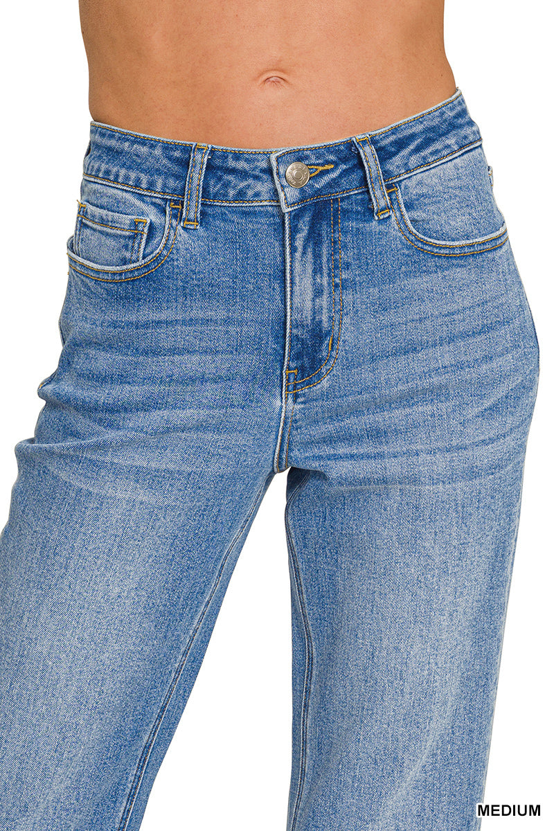 Straight Leg Medium Wash Denim Pants