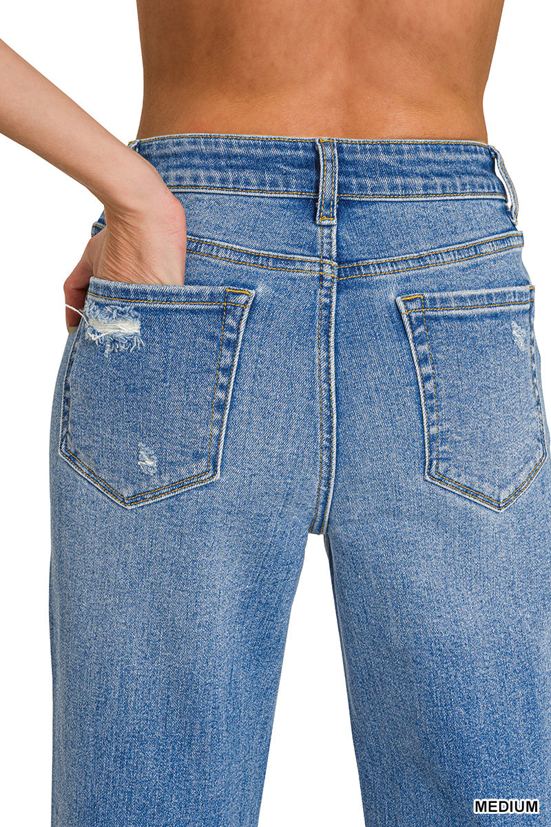 Straight Leg Medium Wash Denim Pants