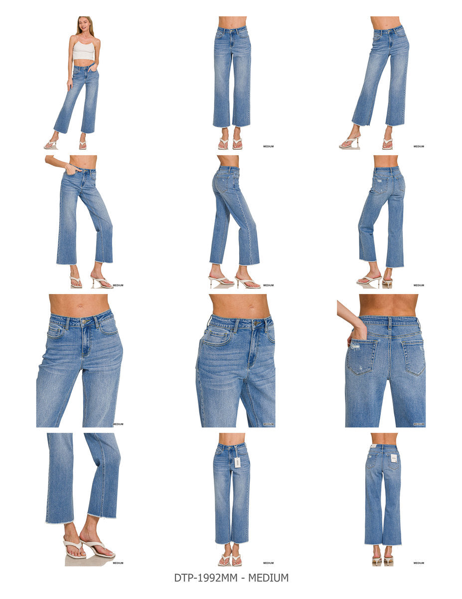Straight Leg Medium Wash Denim Pants