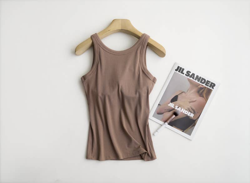 Essential Basic Rib Soft tank top with Built-In Bra
